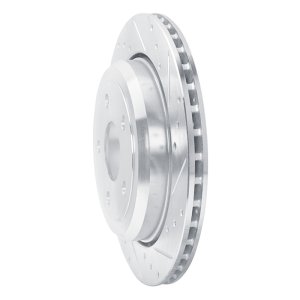 Dodge Durango Brake Rotor (1) - Rear Right - R1 Concepts - Drilled & Slotted - Silver - `11-`25